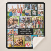 シンプル21フォトコラージュカスタムカラーパーソナライズされた シェルパブランケット (正面)