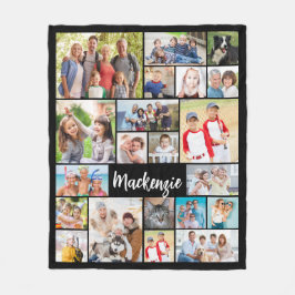 シンプル21フォトコラージュカスタムカラーパーソナライズされた フリースブランケット