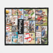 シンプル21フォトコラージュカスタムカラーパーソナライズされた フリースブランケット (正面(横))