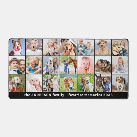 シンプル21フォトコラージュカスタム文字パーソナライズされた デスクマット (正面)