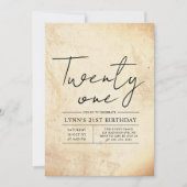 シンプル21素朴歳エレガントの誕生日パーティー 招待状 (正面)