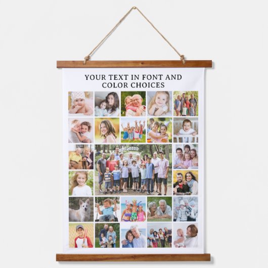 シンプル25フォトコラージュパーソナライズされたカスタム 吊り下げ型タペストリー (正面)