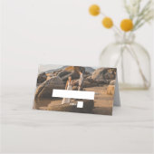 シンプル2Photoエレガント Overlayスクリプト結婚式の引き出物 プレイスカード (正面)