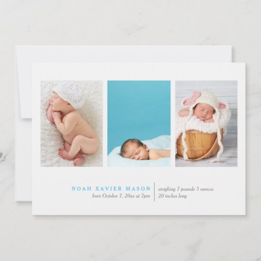 シンプル3の写真の誕生の発表 案内状 (正面)