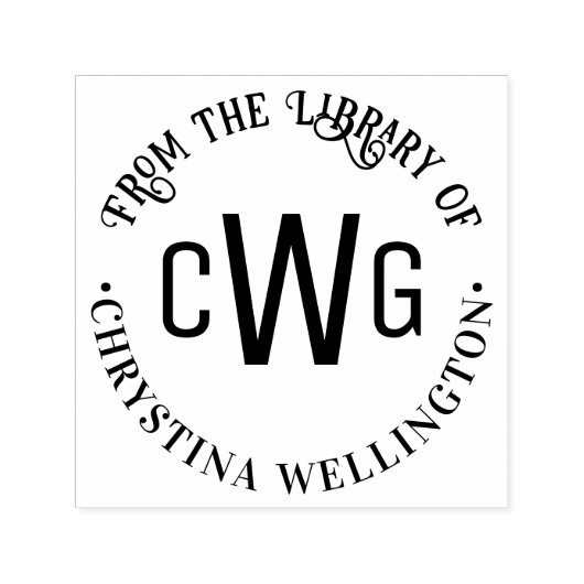 シンプル3イニシャルレターMonogram #1 Library Book セルフインキングスタンプ (デザイン)