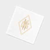 シンプル3イニシャル文字モノグラム#5ダイヤモンドフレーム 箔ナプキン (左)
