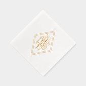 シンプル3イニシャル文字モノグラム#5ダイヤモンドフレーム 箔ナプキン (右)