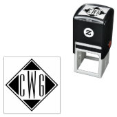 シンプル3イニシャル文字モノグラム#6Dダイヤモンドフレーム セルフインキングスタンプ (インサイチュ)