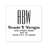 シンプル3エレガントイニシャルモノグラム名住所 セルフインキングスタンプ (デザイン)