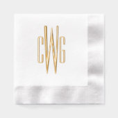 シンプル3エレガントイニシャル文字モノグラム#4 箔ナプキン (正面)