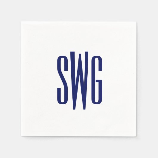 シンプル3エレガントイニシャル文字モノグラム#8BSt3 Bl スタンダードカクテルナプキン (正面)