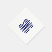 シンプル3エレガントイニシャル文字モノグラム#8BSt3 Bl スタンダードカクテルナプキン (角)