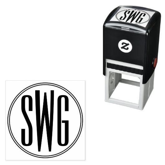 シンプル3エレガントイニシャル文字モノグラム#8BStF セルフインキングスタンプ (インサイチュ)