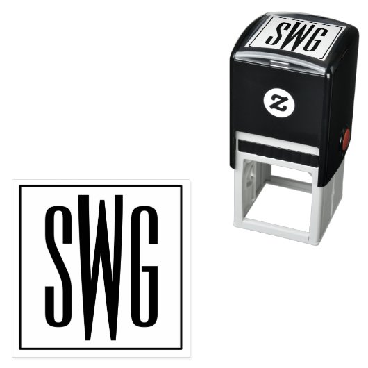 シンプル3エレガントイニシャル文字モノグラム#8BStSQ セルフインキングスタンプ (インサイチュ)