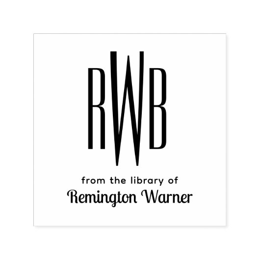 シンプル3エレガントイニシャル#8D2ライブラリのブック名 セルフインキングスタンプ (デザイン)