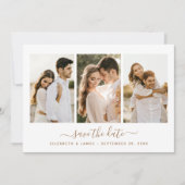 シンプル3エレガント写真の保存招待状 セーブザデート (正面)