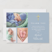 シンプル3エレガント写真シグネチャースクリプトバプテスマ サンキューカード (正面)