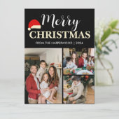 シンプル3エレガント枚のモダン写真クリスマスファミリー シーズンカード (スタンド正面)