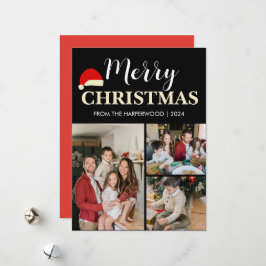 シンプル3エレガント枚のモダン写真クリスマスファミリー シーズンカード