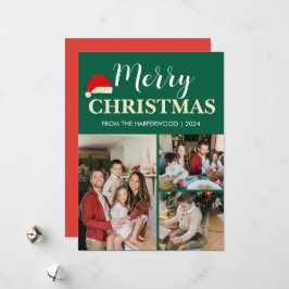 シンプル3エレガント枚のモダン写真クリスマスファミリー シーズンカード