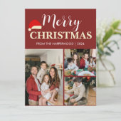 シンプル3エレガント枚のモダン写真クリスマスファミリー シーズンカード (スタンド正面)