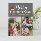 シンプル3エレガント枚のモダン写真クリスマスファミリー シーズンカード (スタンド正面)
