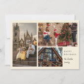 シンプル3エレガント枚の写真コラージュミニマルクリスマス シーズンカード (正面)