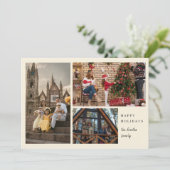 シンプル3エレガント枚の写真コラージュミニマルクリスマス シーズンカード (スタンド正面)