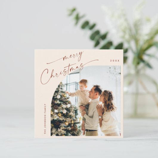 シンプル3エレガント枚スタイリッシュ写真クリスマスグリーティング シーズンカード (スタンド正面)