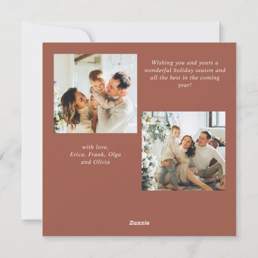 シンプル3エレガント枚スタイリッシュ写真クリスマスグリーティング シーズンカード (裏面)