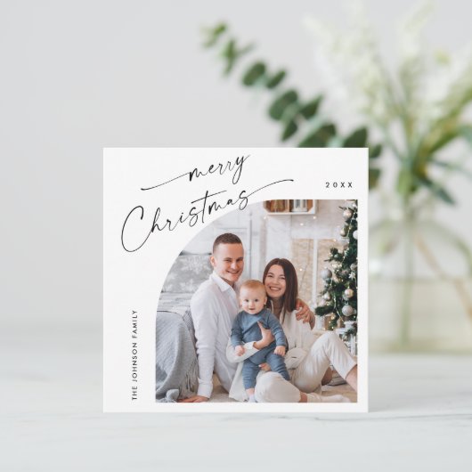 シンプル3エレガント枚スタイリッシュ写真クリスマスグリーティング シーズンカード (スタンド正面)