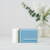 シンプル3ストライプDモダントレンディー男らし青 名刺 (スタンド正面)