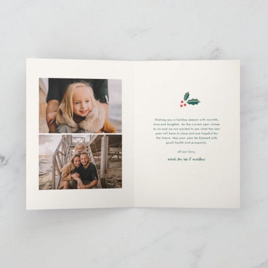 シンプル3フォトアーチカラフルメリークリスマス カード (内部)