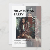 シンプル3フォトオーバーレイ卒業エレガントパーティー 招待状 (正面)