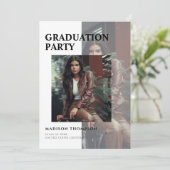 シンプル3フォトオーバーレイ卒業エレガントパーティー 招待状 (スタンド正面)