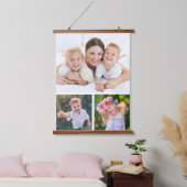 シンプル3フォトコラージュ 吊り下げ型タペストリー (寝室)
