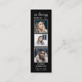 シンプル3フォト悔やみや弔慰祈りの言葉カード スキニー名刺 (正面)