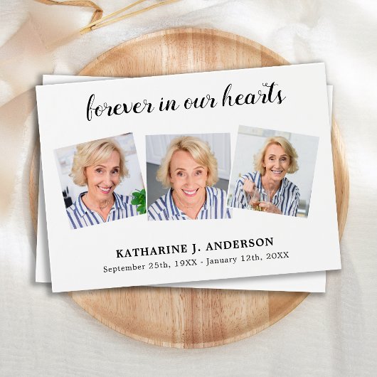 シンプル3フォト悔やみや弔慰記念祈りの言葉カード