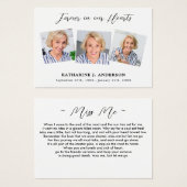 シンプル3フォト悔やみや弔慰記念祈りの言葉カード (正面&裏面)