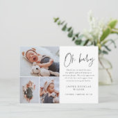 シンプル3フォトOhベビー サンキューカード (スタンド正面)