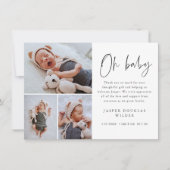 シンプル3フォトOhベビー サンキューカード (正面)