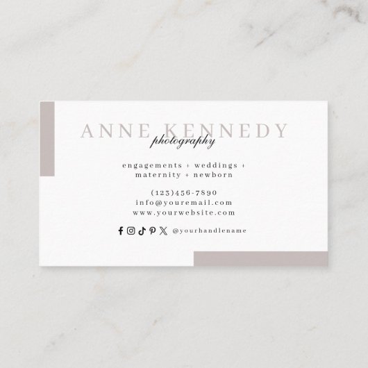 シンプル3ミニマル枚の写真結婚撮影者 名刺 (裏面)