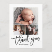 シンプル3モダンフォトコラージュベビー写真ありがとう ポストカード (正面)