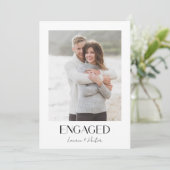 シンプル3モダンフォトスクリプト婚約パーティ 案内状 (スタンド正面)