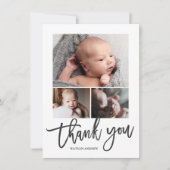 シンプル3モダン写真丁合ベビー写真 サンキューカード (正面)