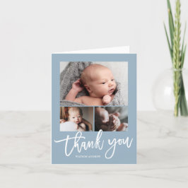 シンプル3モダン写真丁合ベビー写真 サンキューカード