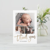 シンプル3モダン写真丁合ベビー写真 サンキューカード (スタンド正面)
