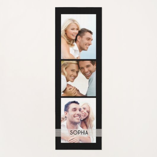 シンプル3モダン写真部名パーソナライズされた ヨガマット (正面)