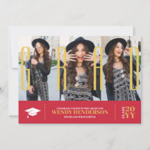 シンプル3モダン枚フォトコラージュ赤い卒業