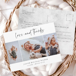 シンプル3写真の愛と感謝していベビーありがとう ポストカード